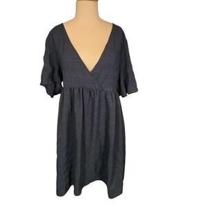Nordstrom Rack Textured Babydoll Tunic Cover-Up Dress Navy Blue Short Med NWT